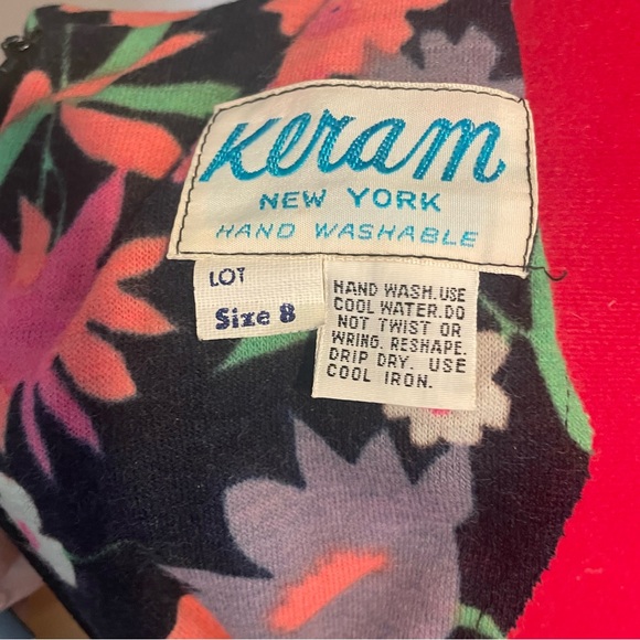 Vintage 60s/70s Keram NY Mod Floral Long-sleeve Mini Dress With Slit Neck - Picture 13 of 16